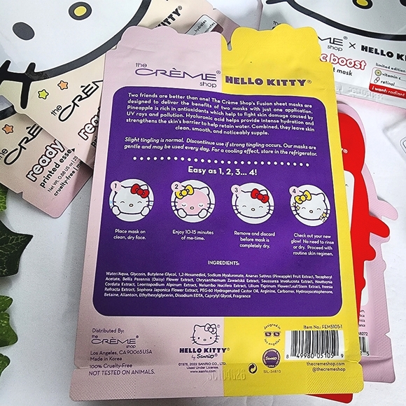 9 Pieces  The Creme Shop Hello Kitty Sheet Mask NEW - Picture 8 of 10